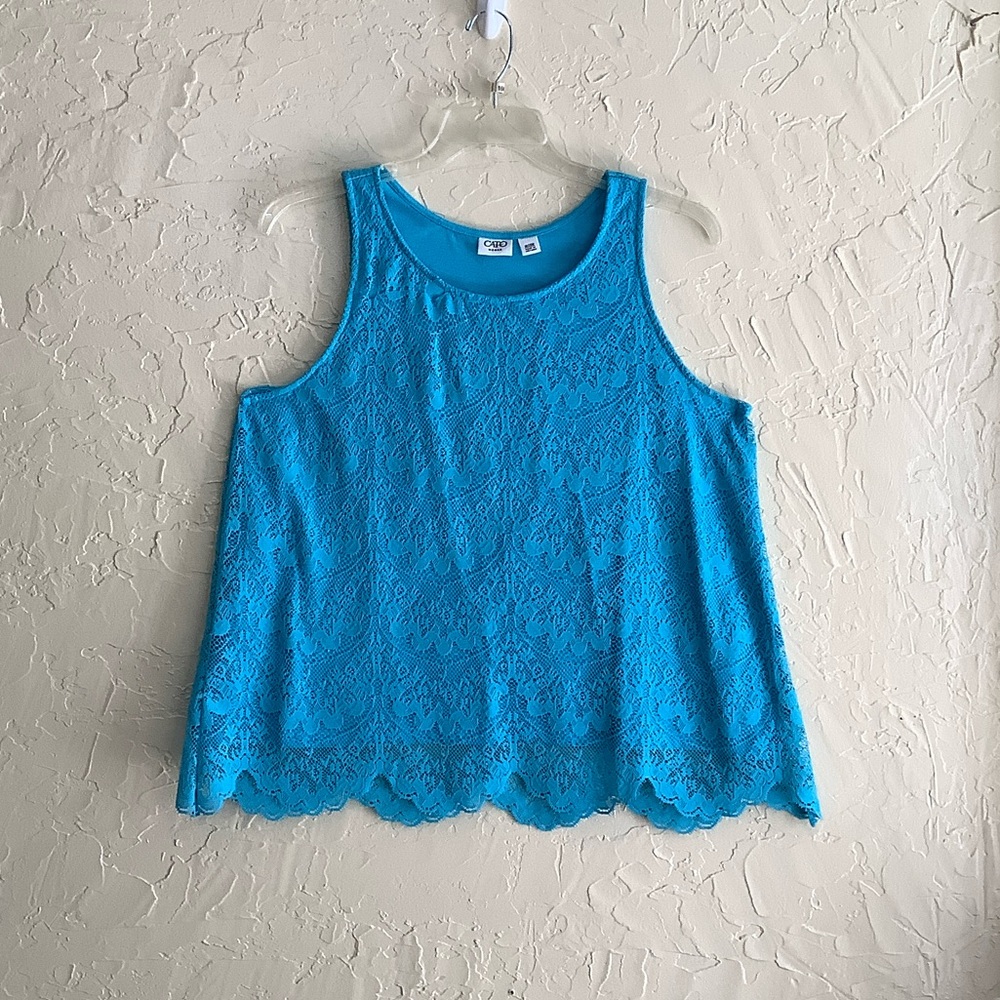 Cato Aqua Lace Sleeveless Top